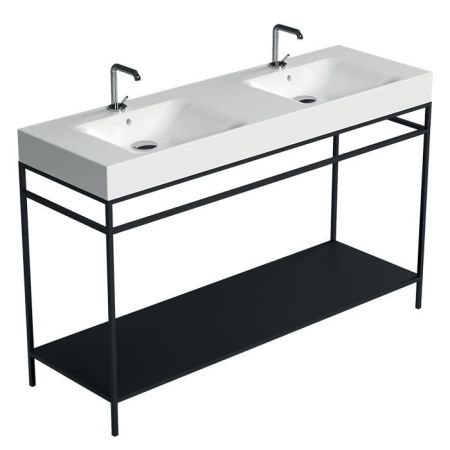 KERASAN Cento раковина двойная140х45 подвесная с 1отв на каждой раковине под смеситель, цвет белый, артикул 353601*1