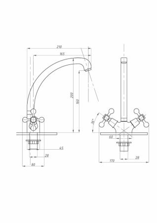 Смеситель для кухни FAUZT FZs-258-32 тип См-МДЦБА, артикул FZs-258-32