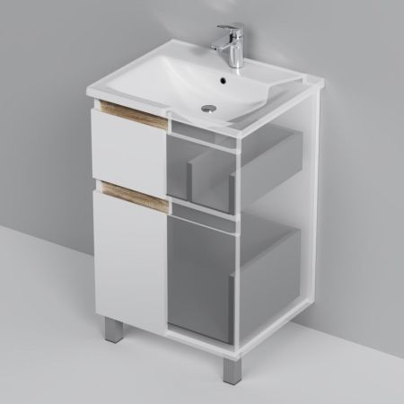 M85AFSX0552WG X-Joy, База под раковину, напольная, 55 см, 2 ящика, белый глянец, артикул M85AFSX0552WG