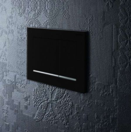 Клавиша смыва, Geberit, Sigma30, назначение-для унитаза, ширина, мм-246, глубина, мм-12, высота, мм-164, тип смыва-двойной, тип управления-механический, цвет-черный/глянцевый хром/черный, артикул 115.883.KM.1