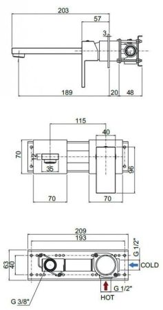 Смеситель для раковины встраиваемый CEZARES UNIKA-BLI2, артикул UNIKA-BLI2-01