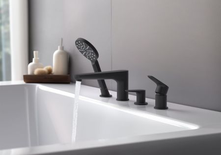 Смеситель на борт ванны на 4 отв. AQUATEK, матовый черный AQ1148MB БЕТТА, артикул AQ1148MB