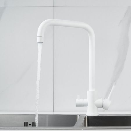Смеситель для кухни с подключением фильтра воды Raffine F118C, белый, артикул F118C