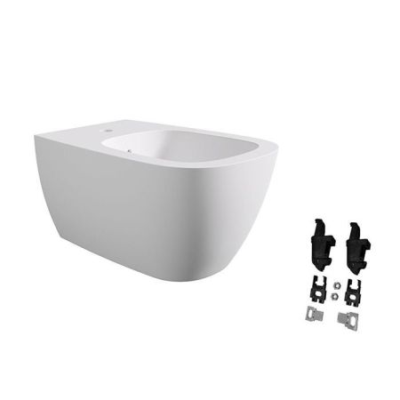 Биде, Alice, Wunder, тип установки-подвесной, ширина, мм-360, глубина, мм-530, высота, мм-285, форма чаши-прямоугольная, отверстия для смесителя-1, материал-керамика, вид грязеотталкивающего покрытия-Aliglaze+, крепления в комплекте, без сливного механизм, артикул 45010109SET