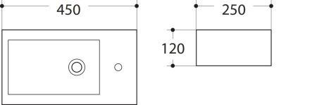 Раковина керамическая, чаша слева AM-4849-L, цвет белый, 450х250х120