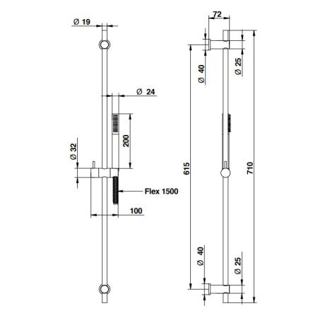 Bongio Душевая стойка с ручным душем 1500 мм, цвет хром