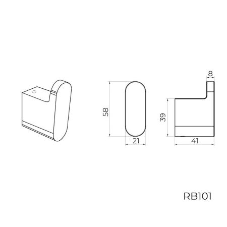 Крючок для ванной комнаты Knotlor RH101C, хром, артикул RH101C