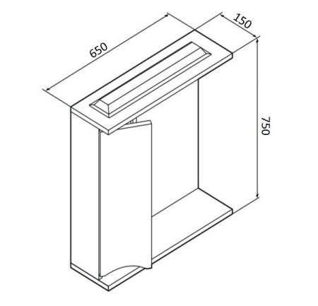 M80MPL0651WG Like зеркало, частично зеркальный шкаф, левый, 65см, с подсветкой, белый, глянец, шт, артикул M80MPL0651WG