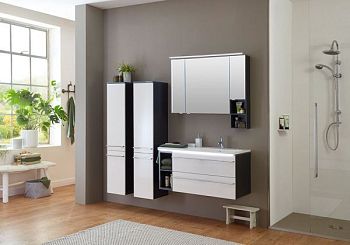 Комплект мебели Marlin 3250star, 800 мм, левый (2 ящика, вырез под сифон справа), цвет белый шелковый глянец