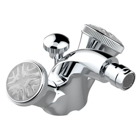 THG HIRONDELLES Смеситель для биде на 1 отверстие, двухвентильный, с донным клапаном, цвет хром