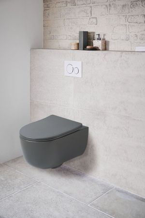 Унитаз подвесной Evo VT1-34SMA безободковый, цвет антрацит матовый, ультратонкое soft-close сиденье, артикул VT1-34SMA