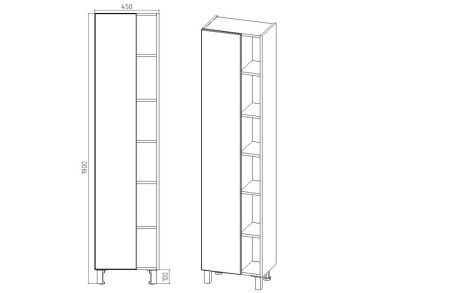 Пенал VIANT "Бостон" правый/левый 300х450х1900 (VBOS450-PEN), артикул VBOS450-PEN