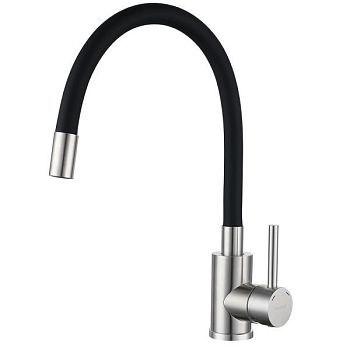 Смеситель для кухни с гибким изливом GranFest 5433, черный