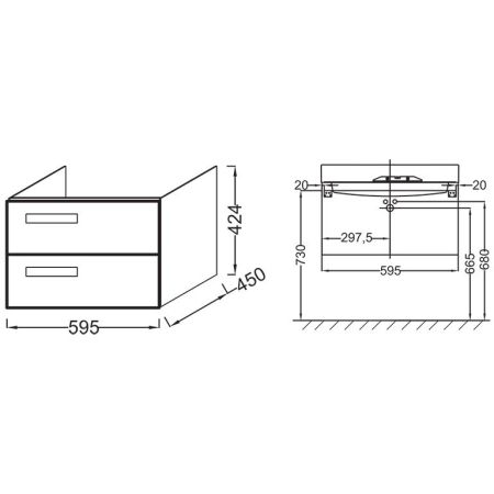 Тумба под раковину Jacob Delafon Rythmik 60 EB1301-G1C подвесная Белая глянцевая, артикул EB1301-G1C