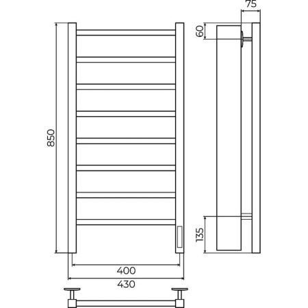 Полотенцесушитель электрический Terminus Ватикан П8 40х85, артикул 4670078557155
