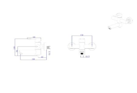 Смеситель для ванны RUSH Santiago с коротким изливом (SUS1116-44), артикул SUS1116-44