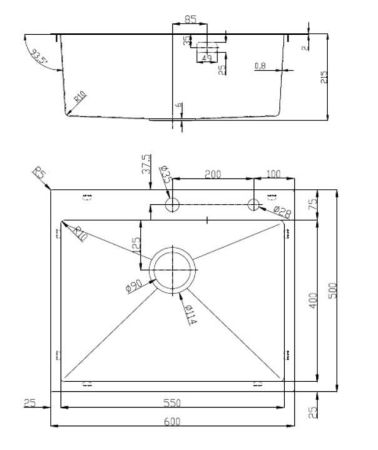 Кухонная мойка D&K нержавеющая сталь графит (DKS605006), артикул DKS605006