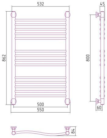 Полотенцесушитель водяной "ФЛЮИД+" 800х500 (Шампань), артикул 020-0222-8050