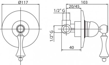 Встраиваемый смеситель для душа CEZARES MARGOT-DIM, артикул MARGOT-DIM-03/24-N
