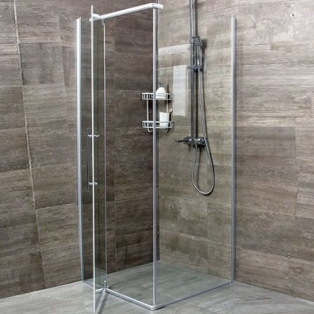 Душевой уголок Erlit 10109H 90x90 профиль Матовый хром стекло прозрачное, артикул ER10109HC1