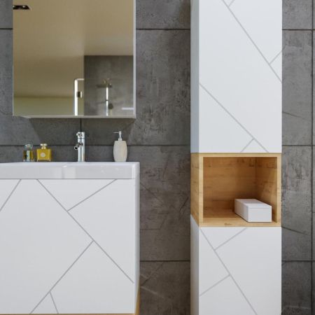 Комплект мебели для ванной Бриклаер КРИСТАЛЛ 50ZB, белый/дуб бунратти, артикул КРИСТАЛЛ 50ZB