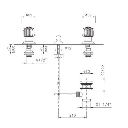 Nicolazzi Onice Смеситель для биде с 2мя ручками, на 3 отв., цвет: золото, артикул 2110GO09O