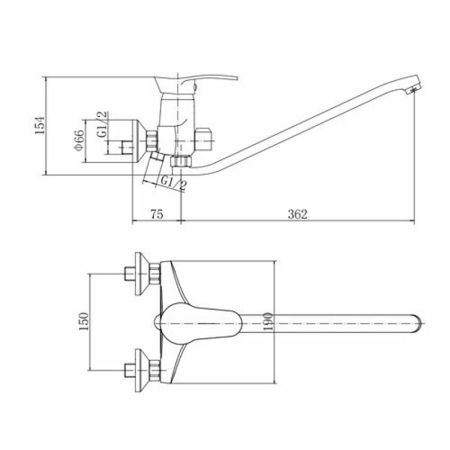 Смеситель для ванны FASHUN A2201, хром, артикул A2201