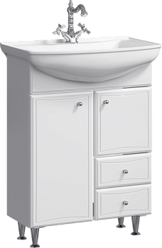 "Барселона" тумба под умывальник Стиль 650 на ножках с двумя ящиками и корзиной BA0106K