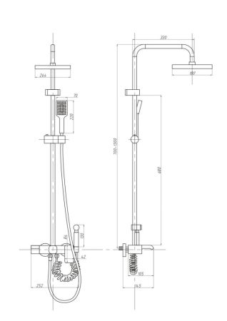 Душевая система ПСМ-Профсан тип См-ВДшОРНТрА (PSM-900-82GA), артикул PSM-900-82GA