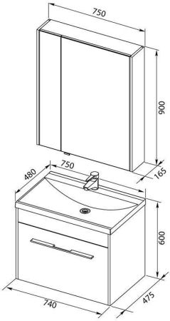 Мебель для ванной Aquanet Августа 75 белый (раковина Нота), артикул 00287682