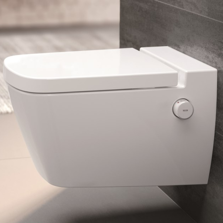 Унитаз, TECE, TECEone, безободковый (с открытым смывным краем), тип установки-подвесной, ширина, мм-400, глубина, мм-540, высота, мм-400, форма чаши-прямоугольная, выпуск-горизонтальный, без декора, материал-керамика, сиденье-необходимо заказать, креплени, артикул 9700200