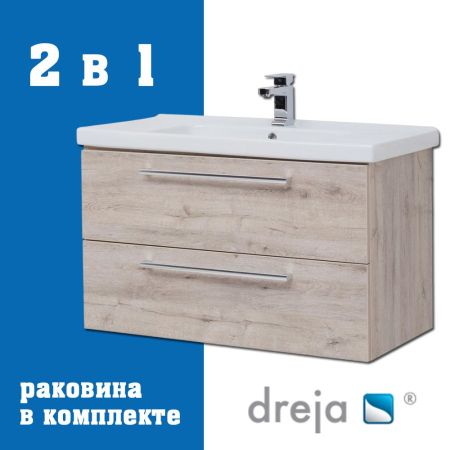 Тумба с раковиной подвесная Dreja Gio 80 см, дуб кантри, артикул 77-0104D-com