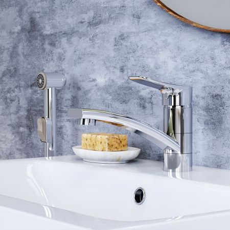 770230001 Jupiter, смеситель с поворотным изливом и гиг. душем, хром, артикул 770230001