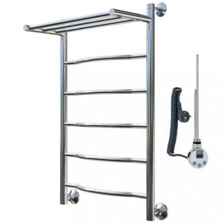 Электрический полотенцесушитель Тругор Лотос 1 элТЭН 80x50 с полкой Хром, артикул Лотос1/элТЭН8050П