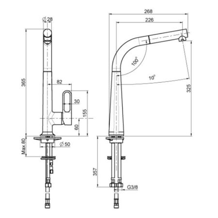 FIMA|Carlo Frattini Kitchen Смеситель (Skinny) для кухни, с выдвижной лейкой, вращающийся излив, цвет хром, артикул F7026CR