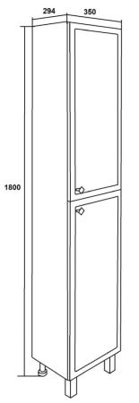 Пенал Runo белый правый Римини (00-00001253), артикул 00-00001253