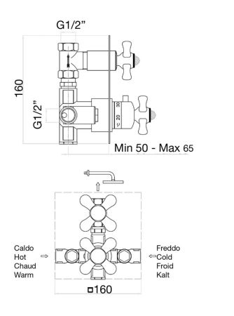 Смеситель для душа (термостат) Fiore MARGOT SKY (SWAROVSKI®) 01CR0936, хром, артикул 01CR0936
