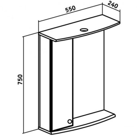 Зеркало со шкафом Runo Ирис 55 4620750022419 с подсветкой L Белое, артикул 4620750022419