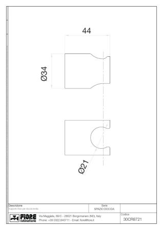 Fiore Shower, круглый держатель ручного душа из ABS, цвет золото, артикул 30OO8721