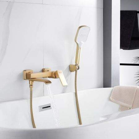 Смеситель для ванны Shevanik S4002G, золотой сатин, артикул S4002G