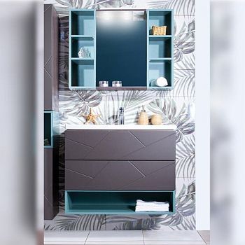 Комплект мебели для ванной Бриклаер КРИСТАЛЛ 80ZNN, графит/муссон