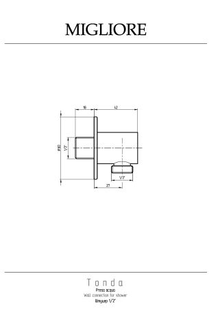 TONDA Штуцер душевой, 1/2"x1/2", хром, артикул 20160