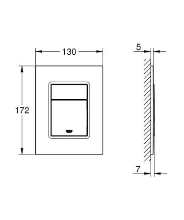 Панель смыва для унитаза GROHE Skate Cosmopolitan, размер S, вертикальная, теплый закат матовый (37535DL0), артикул 37535DL0