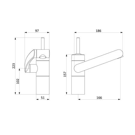 290217364 Arc смеситель для умывальника, поворотный излив 186 мм (черный)