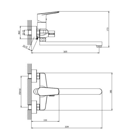 Смеситель для ванны с длинным поворотным изливом RUSH Bali (BA3835-51), артикул BA3835-51