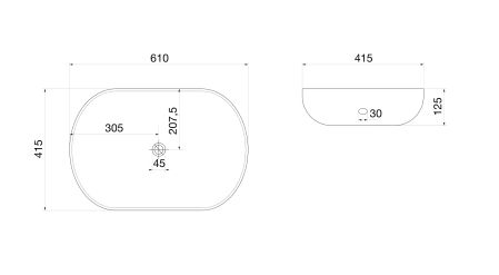 Раковина накладная Oval белая овальная 610*415*125 (без ДК)