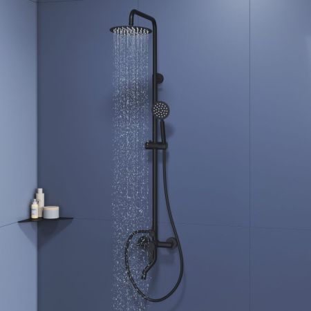 Душевая стойка черная со смесителем из стали RGW SP-24B