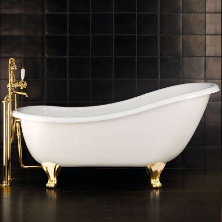 Devon&Devon Regina Ванна 164х79хh57/80 см, чугунная, отдельностоящая, загрунтованная снаружи, ножки полированная латунь, артикул 2MRREGINAPDOTDD