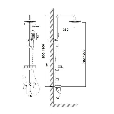 Душевая система Сантаком stOmega 7702, хром, артикул 7702