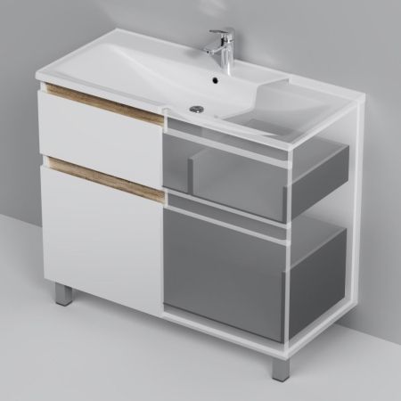 M85AFSX1002WG X-Joy, База под раковину, напольная, 100 см, 2 ящика, белый глянец, артикул M85AFSX1002WG